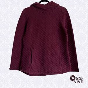 Duluth Trading Co Women's Small Burgundy Quilted Popover Sweatshirt